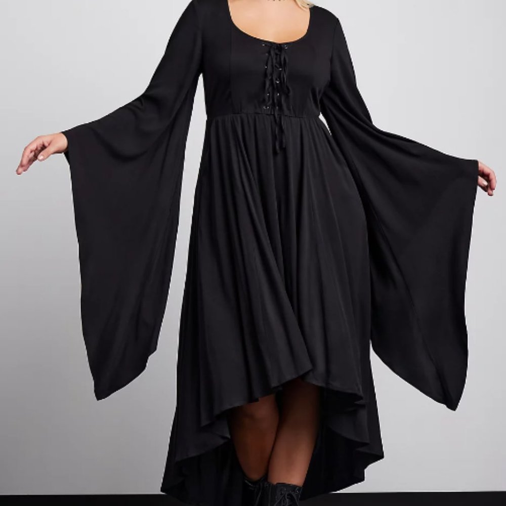 torrid Black Witch Dress with Flowing Bell Sleeves
